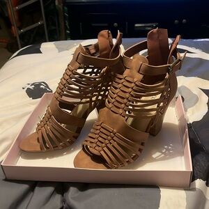 Brown chunky heels